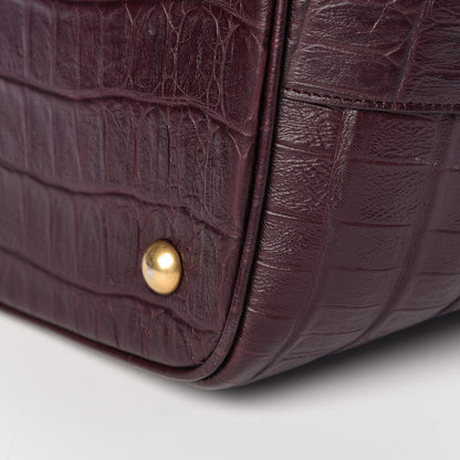 Saint Laurent Calfskin Crocodile Embossed Large Emmanuelle Bucket Bag Burgundy 12 of 12