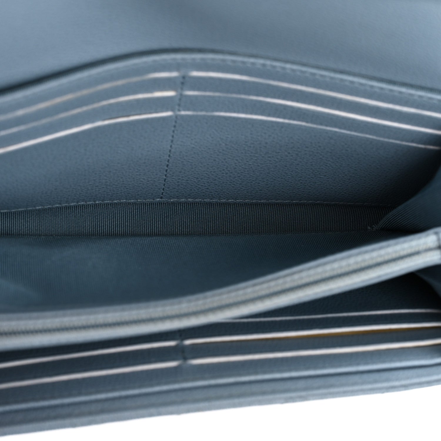 Chanel Grained Calfskin Quilted CC Box Flap Wallet Blue 5 of 13