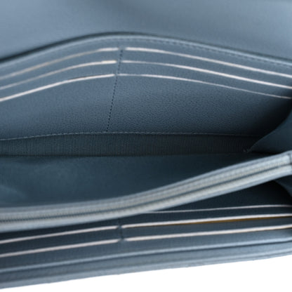 Chanel Grained Calfskin Quilted CC Box Flap Wallet Blue 5 of 13