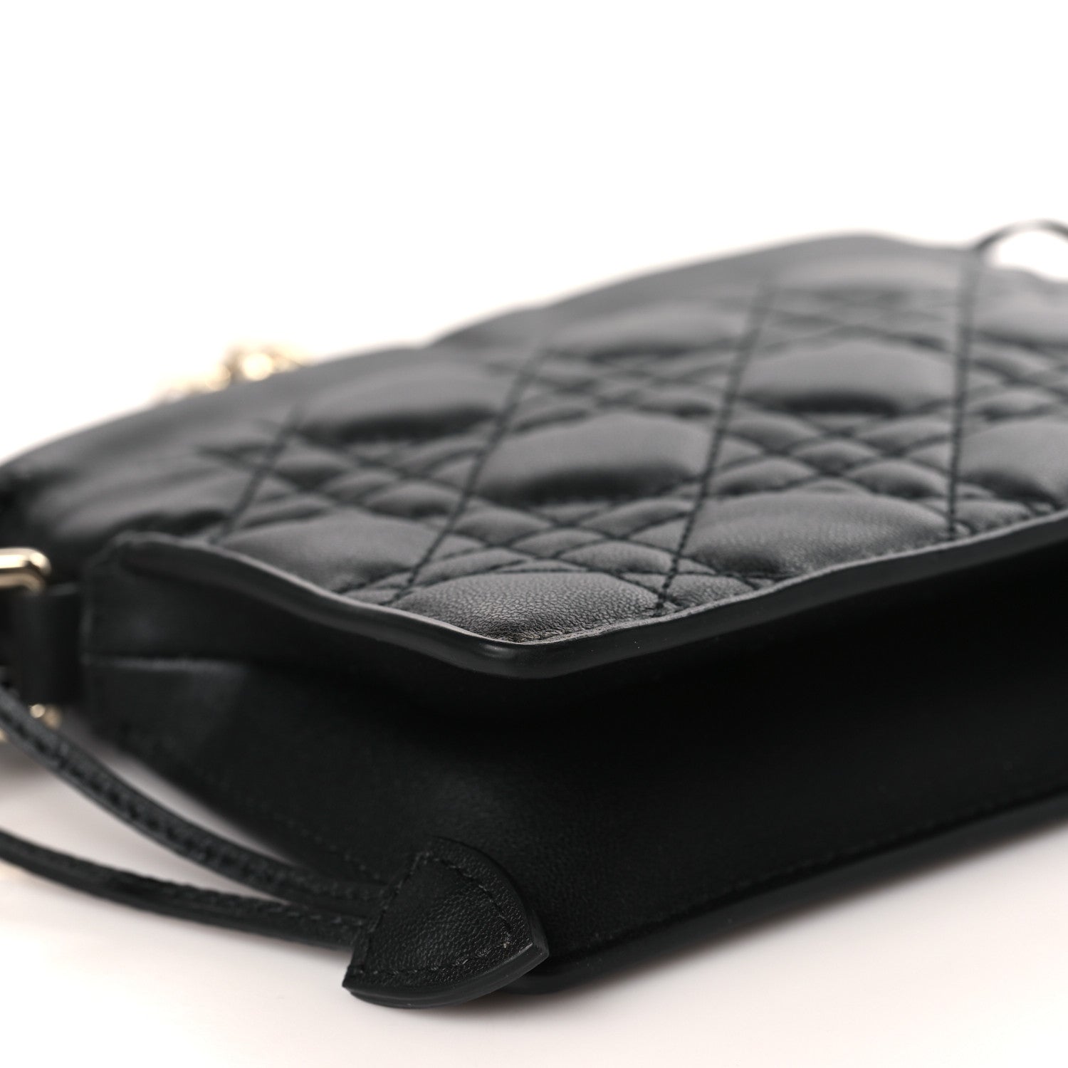 Christian Dior Lambskin Cannage Mini Top Handle Drawstring Bag Black 8 of 9