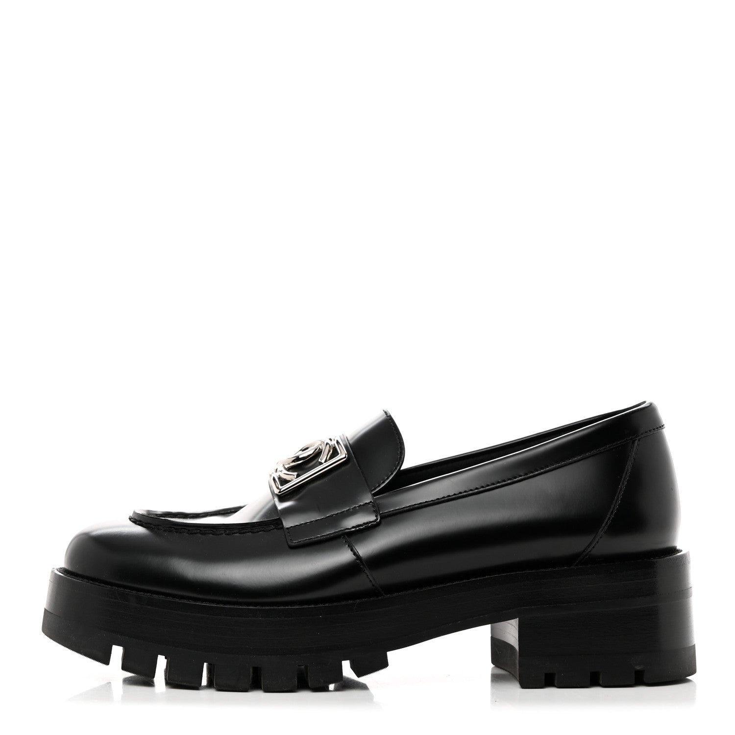 Chanel Calfskin Metal CC Loafers 37 Black 1 of 8