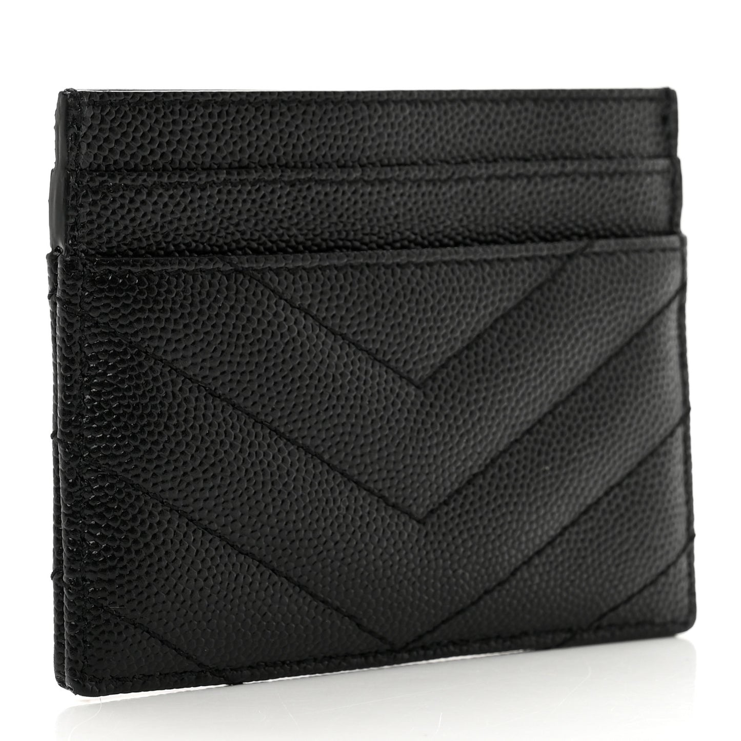 Grain De Poudre Matelasse Chevron Monogram Credit Card Case Black