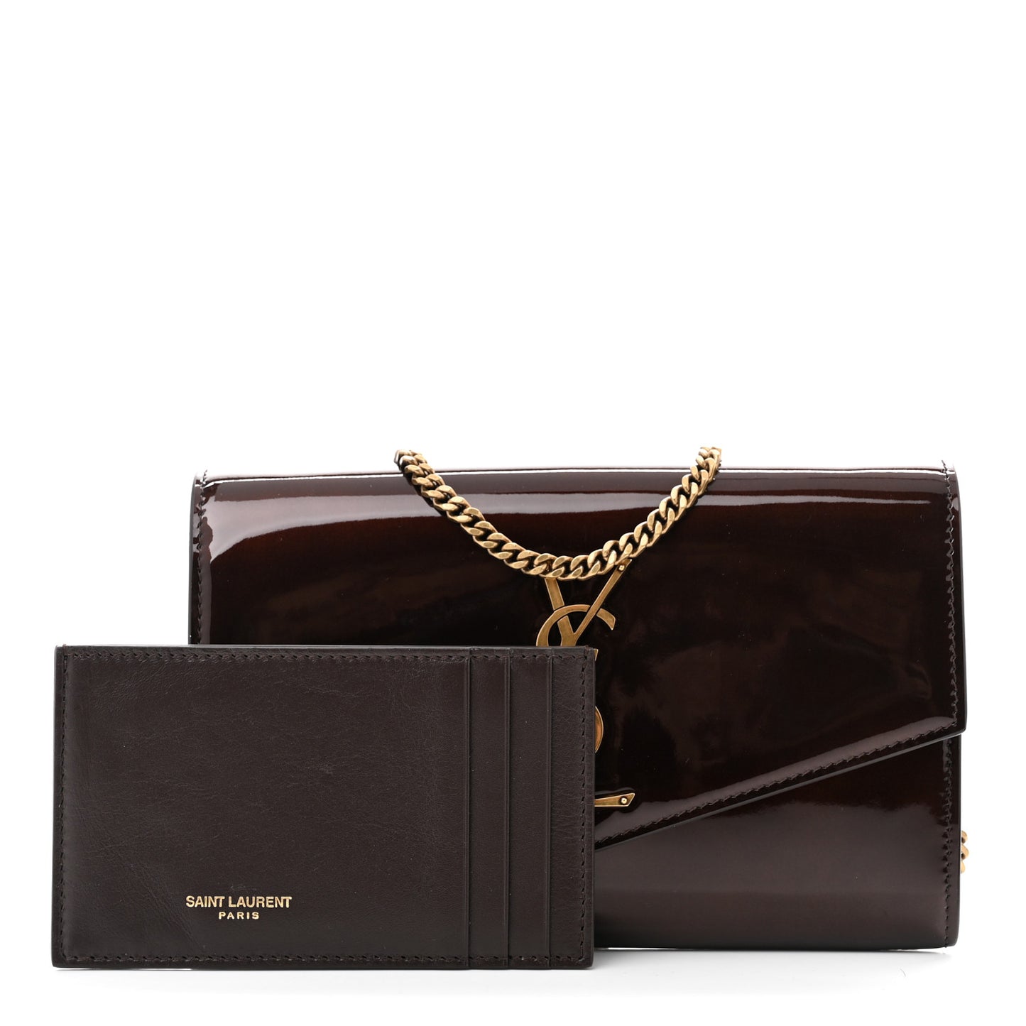 Patent Uptown Chain Wallet  Brown