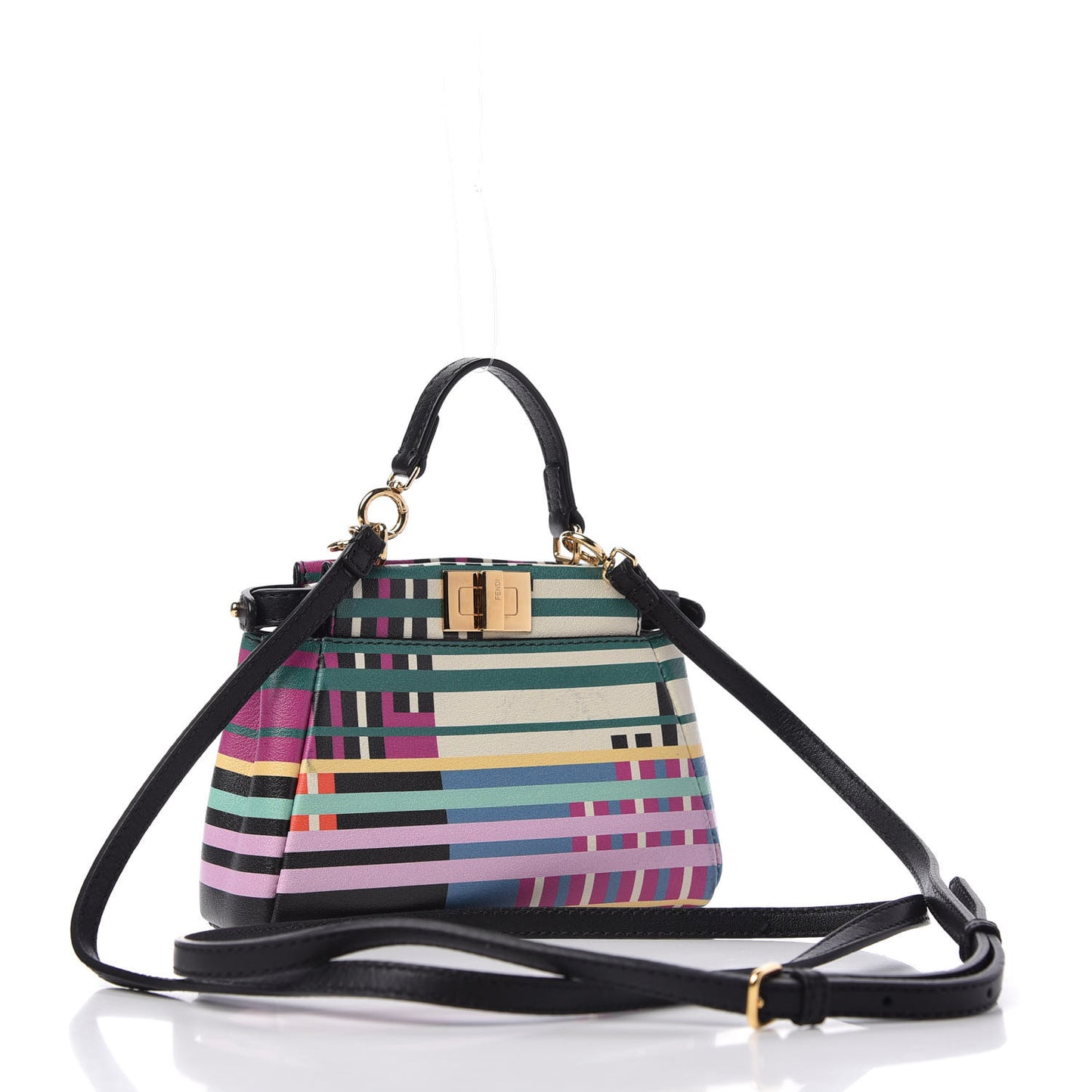 Vitello Seta Digital Print Micro Peekaboo Iconic Satchel Multicolor Black