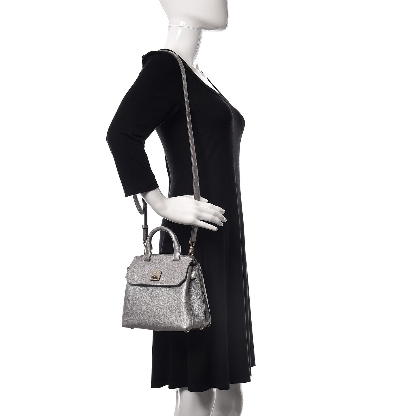 Grained Calfskin Milla Crossbody Spike Silver
