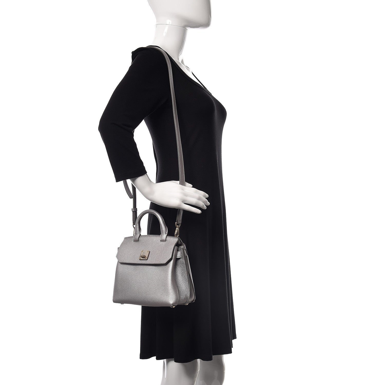 MCM Grained Calfskin Milla Crossbody Spike Silver 2 of 7
