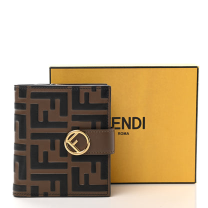 Fendi Vitello Soft F is Fendi Bi-Color FF 1974 Embossed Compact Wallet Maya Black 9 of 9