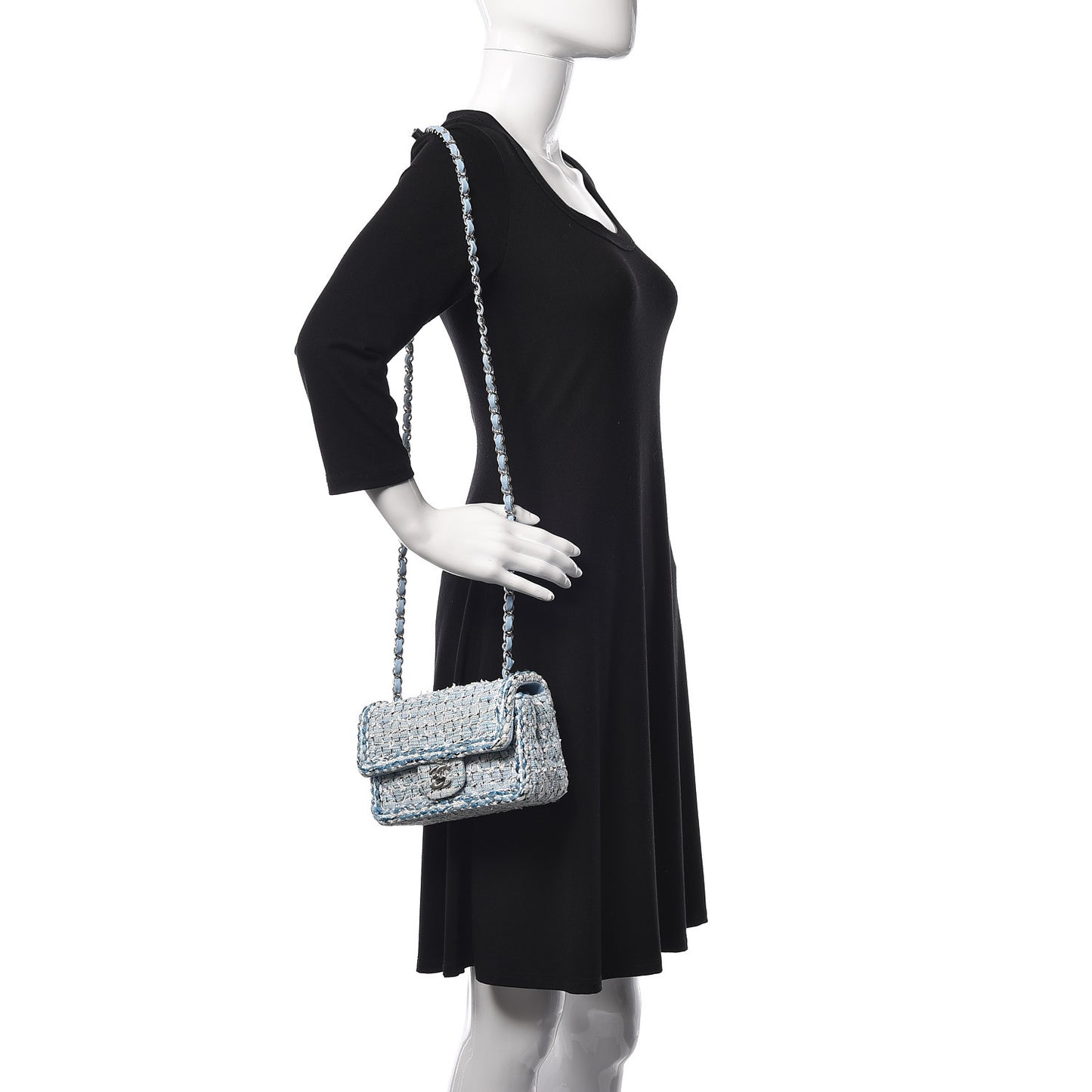 Tweed Braid Mini Flap Blue White Navy