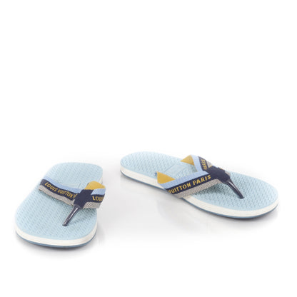 Louis Vuitton Canvas Bahia Thong Flip Flops Sandals 37 Blue 1 of 7