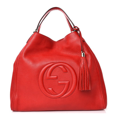 Gucci Pebbled Calfskin Large Soho Shoulder Bag Red 1 of 15