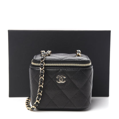 Chanel Caviar Quilted Mini Vanity Case With Chain Black 10 of 10