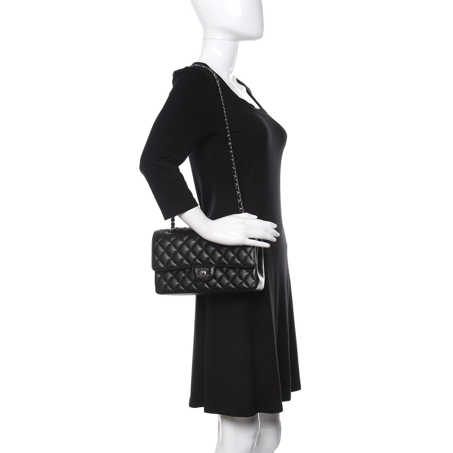 Chanel Caviar Quilted Medium Double Flap Black 3 of 12