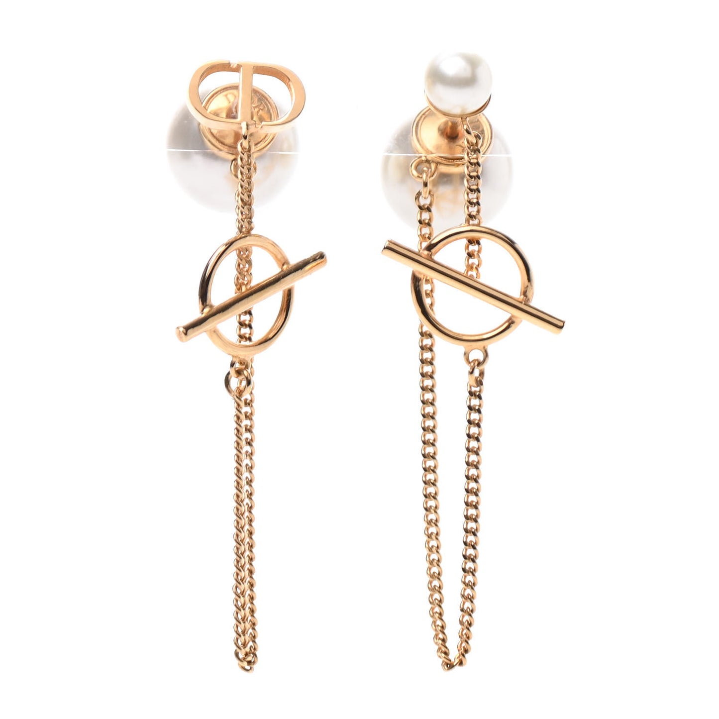 Pearl Tribales Dangle Chain Earrings Gold