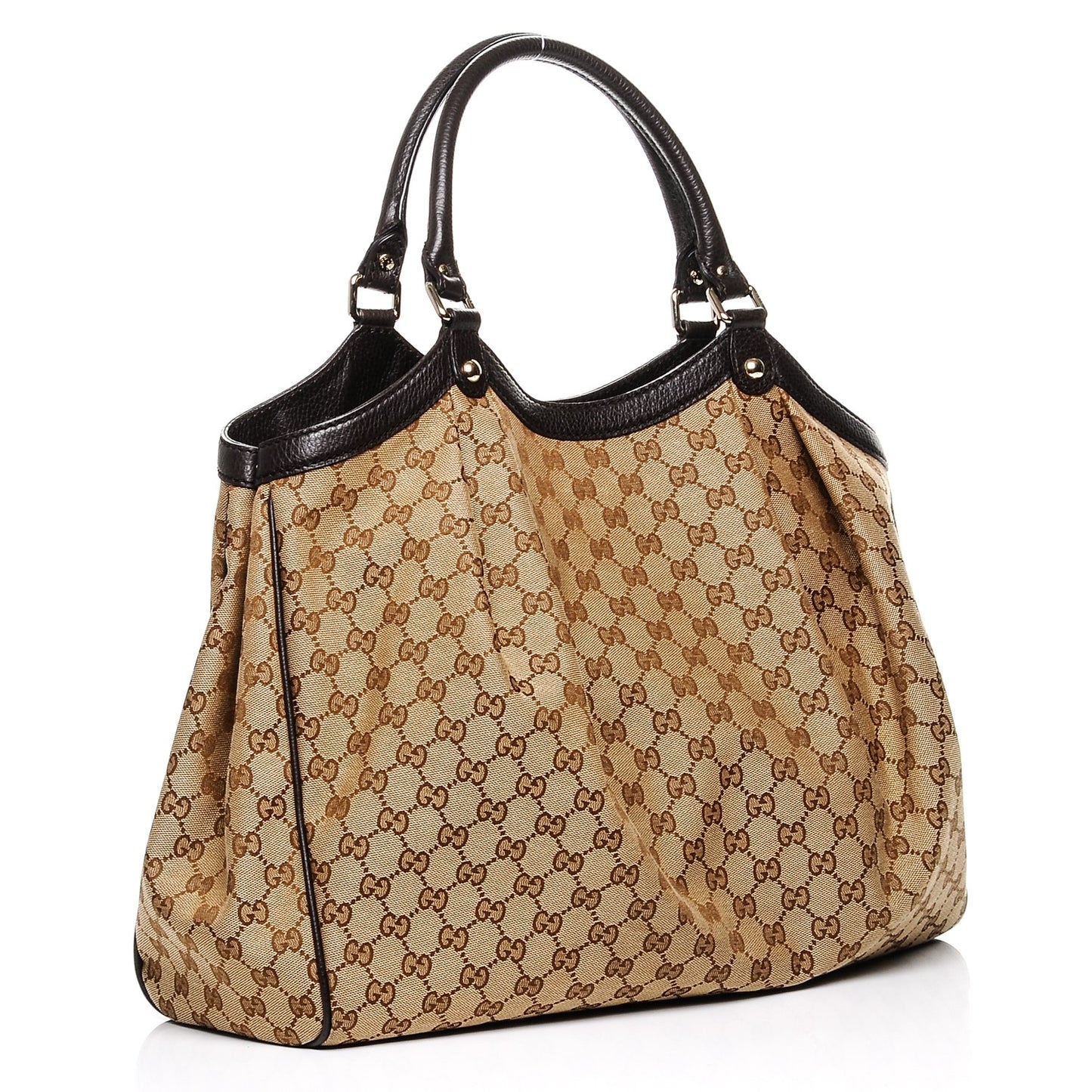Monogram Dollar Calfskin Large Sukey Tote Beige Ebony Testa di Moro
