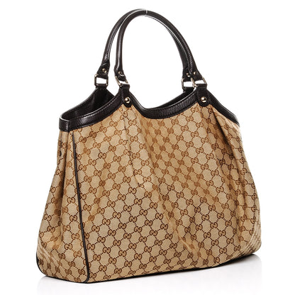 Gucci Monogram Dollar Calfskin Large Sukey Tote Beige Ebony Testa di Moro 3 of 7
