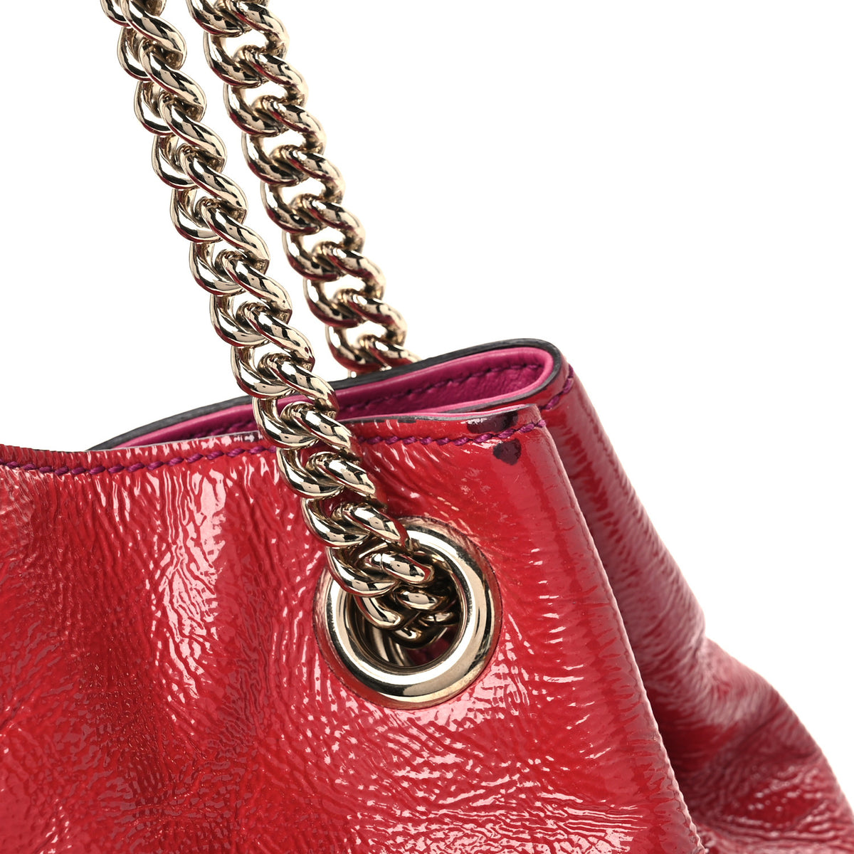 Gucci Vernice Naplack Medium Soho Chain Shoulder Bag Bright Bouganville Bright Bouganville 11 of 11