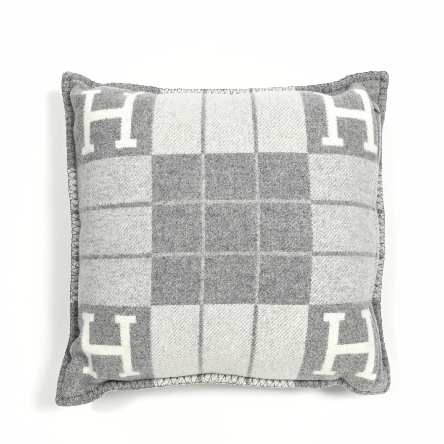Hermes Wool Cashmere Avalon III Pillow PM Ecru Gris Clair 2 of 3
