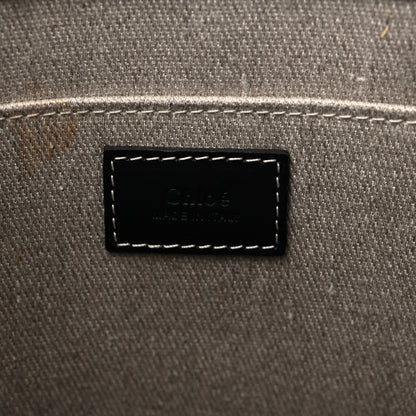 Chloe Linen Calfskin Medium Woody Ribbon Tote Black Blue 6 of 9