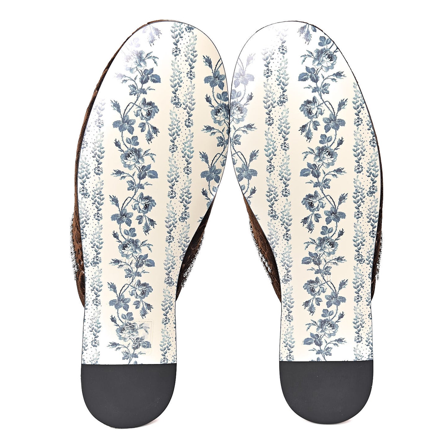 Velvet GG Monogram Crystal Womens Slippers 38 Brown Vintage Cocoa