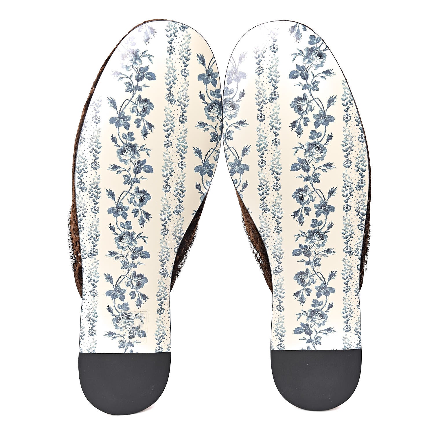 Gucci Velvet GG Monogram Crystal Womens Slippers 38 Brown Vintage Cocoa 5 of 9