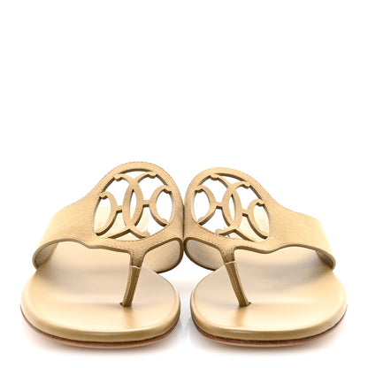 Hermes Suede Goatskin Womens Mage Sandals 38.5 Beige Albatre 3 of 9