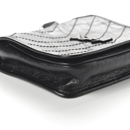 Saint Laurent Crinkled Calfskin Matelasse Monogram Niki Chain Wallet Black 6 of 9