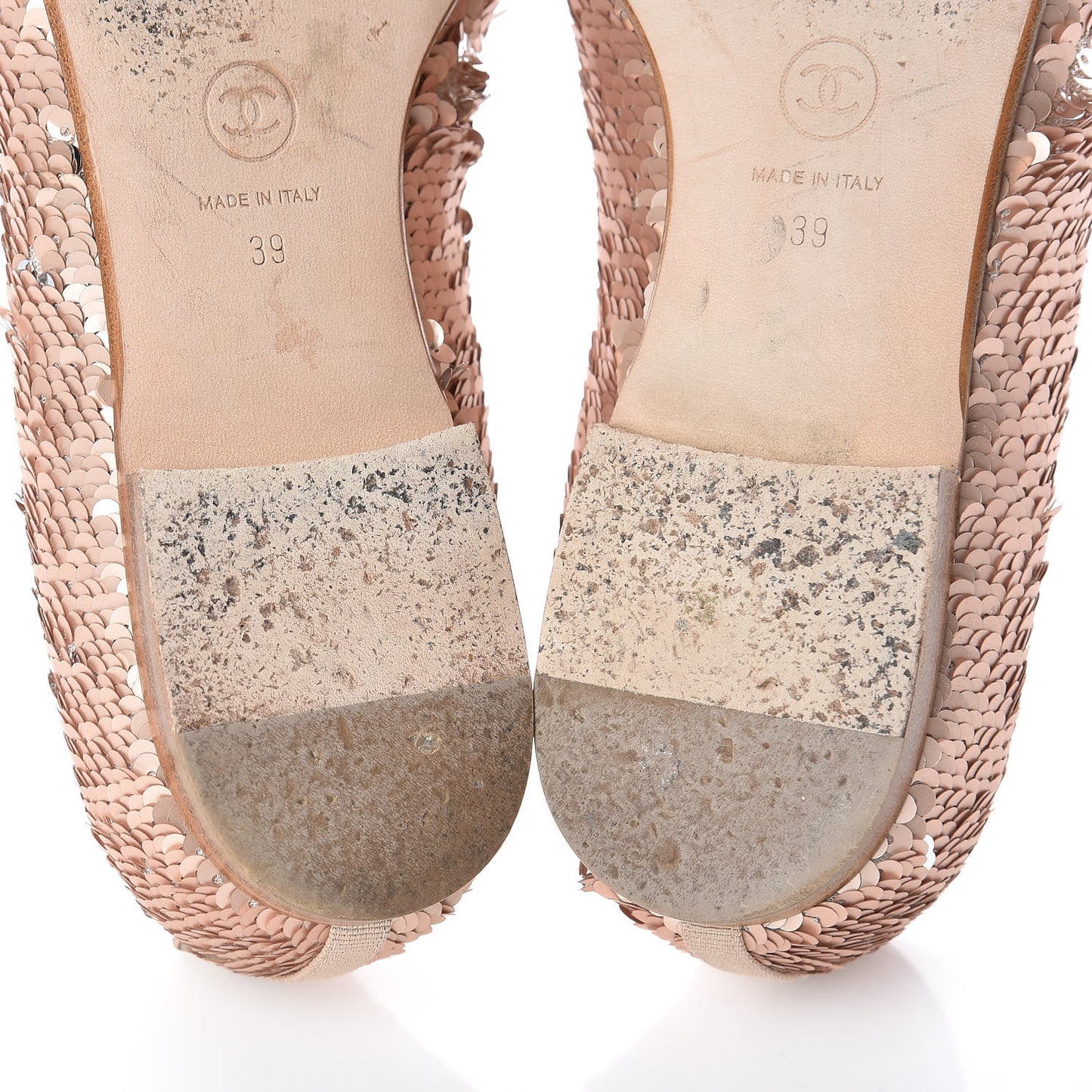 Sequin CC Moccasin Loafers 39 Pink