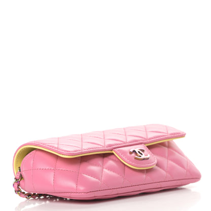 Chanel Lambskin Quilted Glasses Case With Chain Pink Yellow 4 of 12
