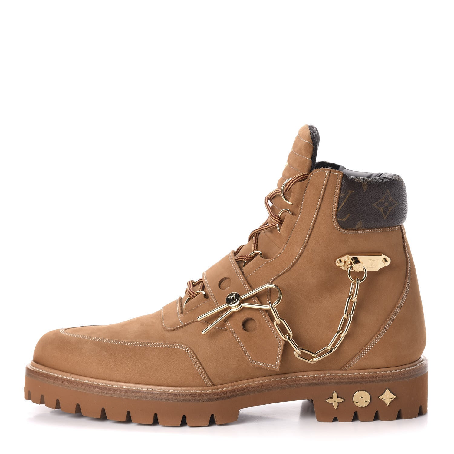 Louis Vuitton Suede Calfskin Monogram Mens Creeper Ankle Boots 9 Beige 1 of 9