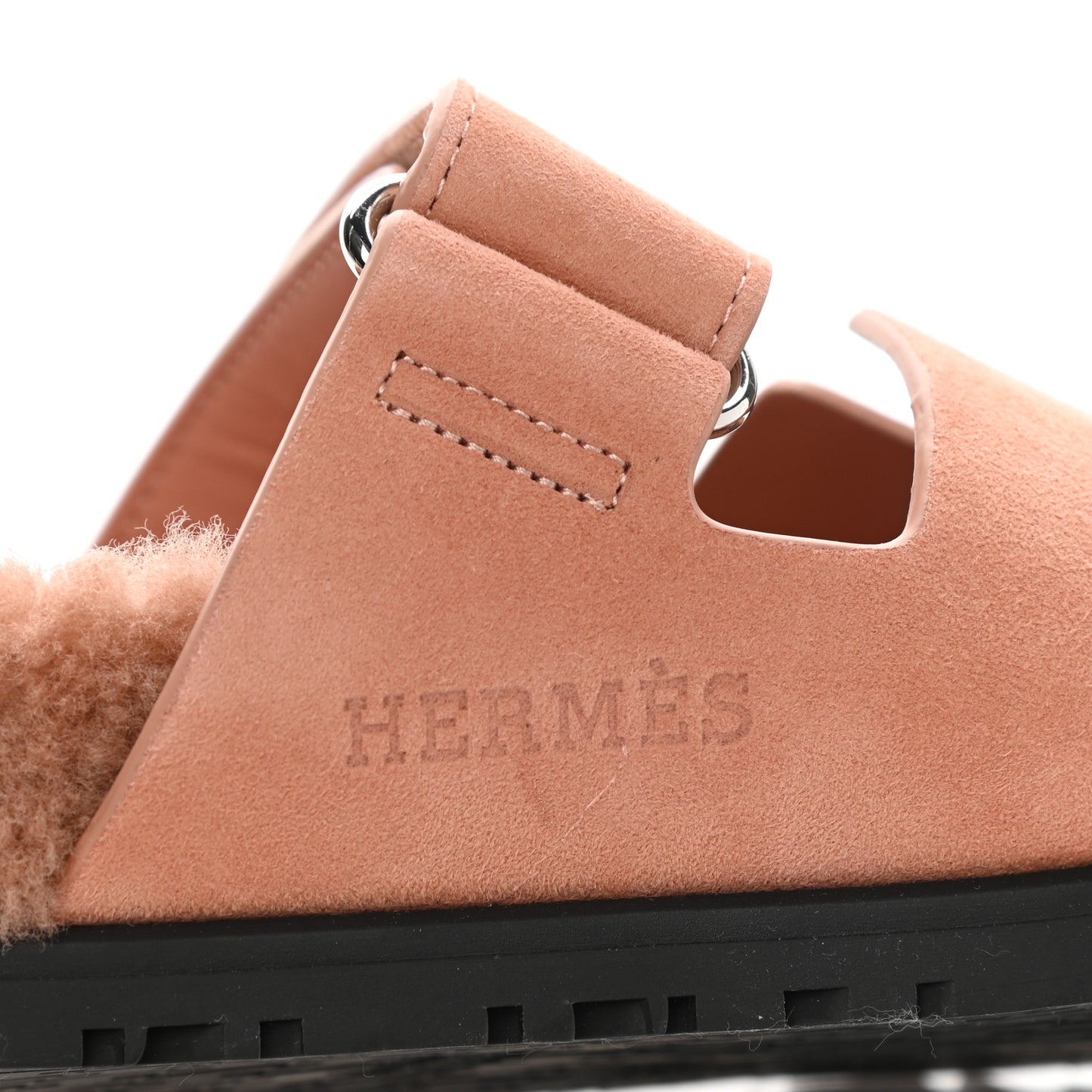 Suede Goatskin Woolskin Womens Chypre Sandals 38.5 Rose Aube