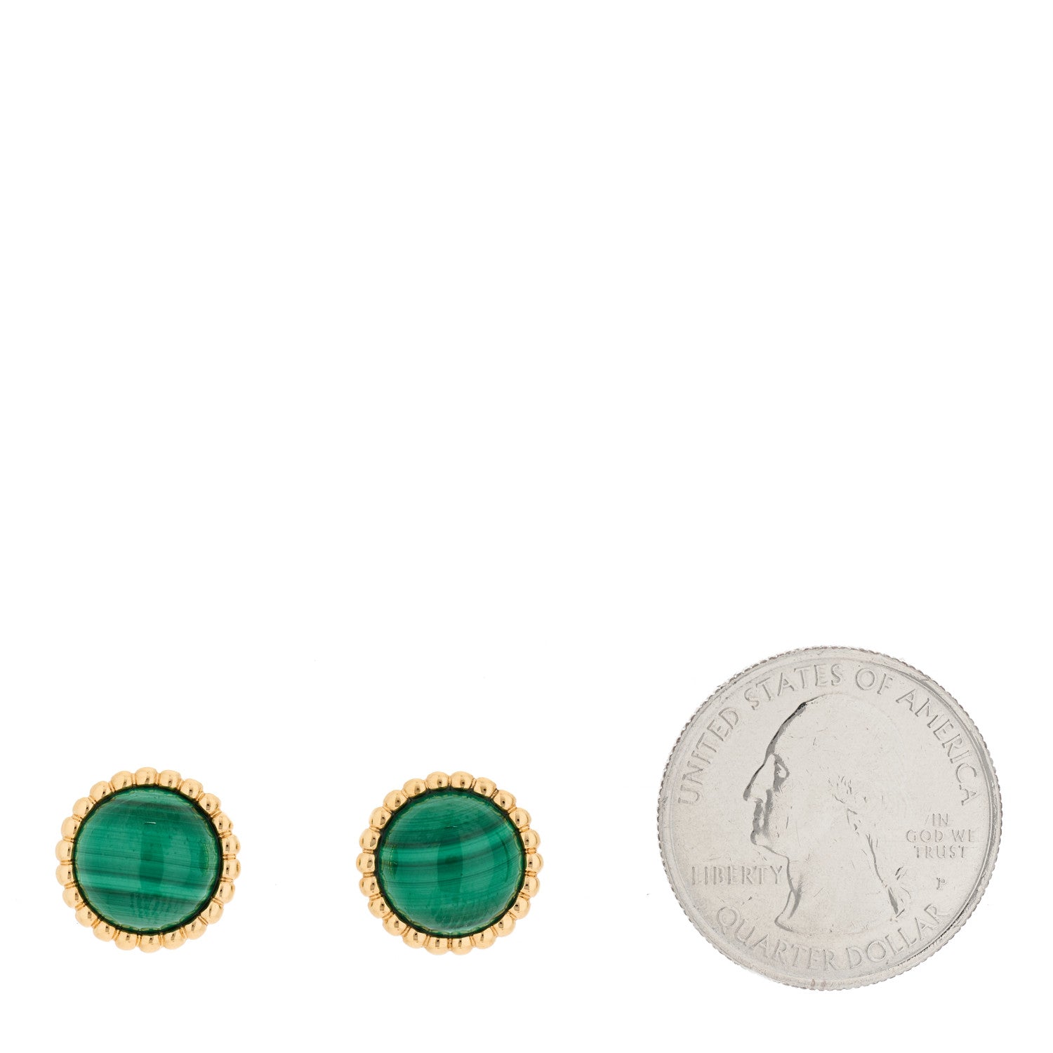 Van Cleef & Arpels 18K Yellow Gold Malachite Perlee Couleurs Earrings 2 of 5