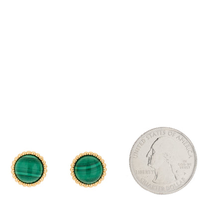 Van Cleef & Arpels 18K Yellow Gold Malachite Perlee Couleurs Earrings 2 of 5