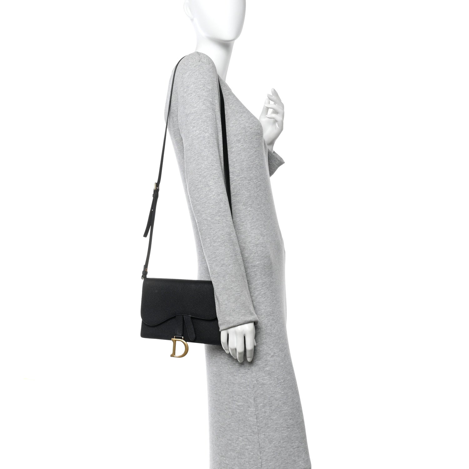 Christian Dior Grained Calfskin Saddle Pouch Bag Black 2 of 11