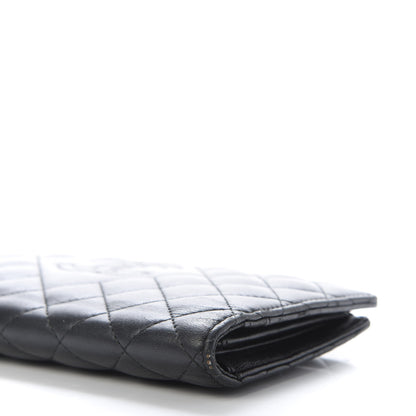 Chanel Lambskin Quilted Diamond CC Yen Wallet Black 9 of 11