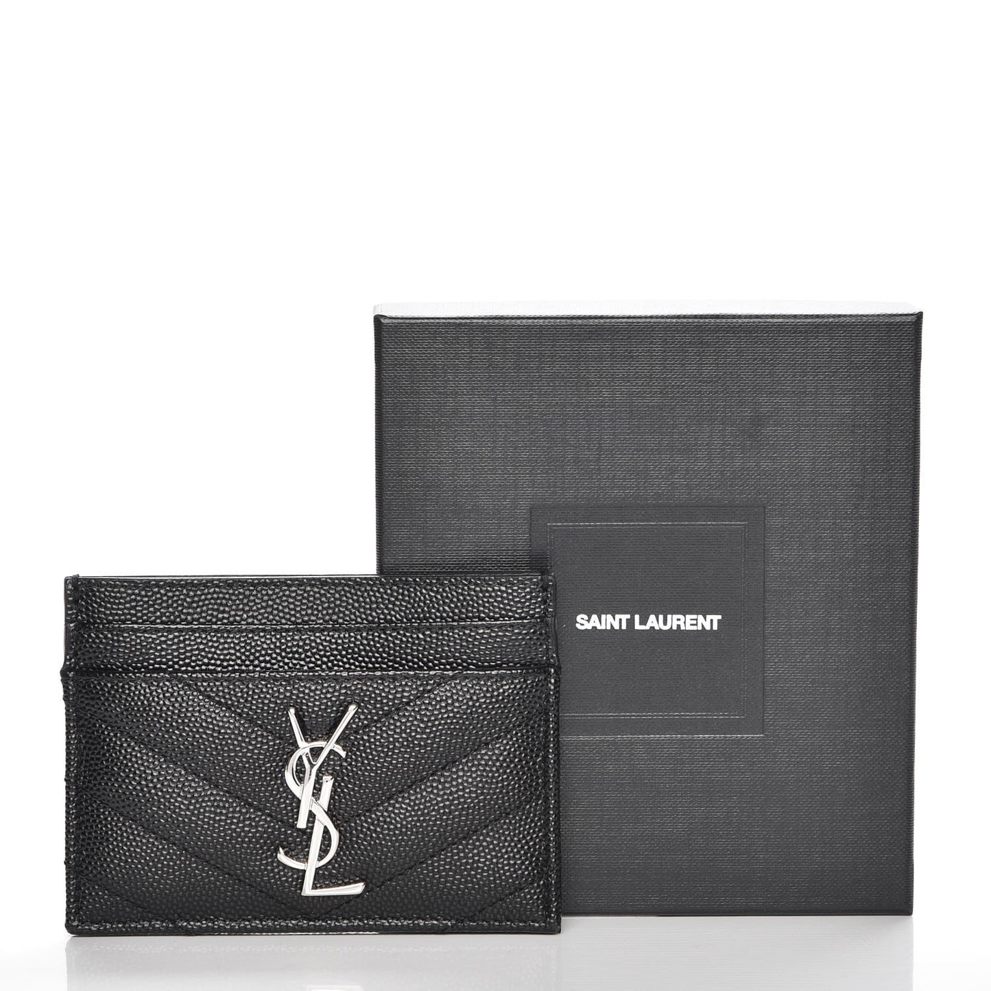 Grain De Poudre Matelasse Chevron Monogram Credit Card Case Black