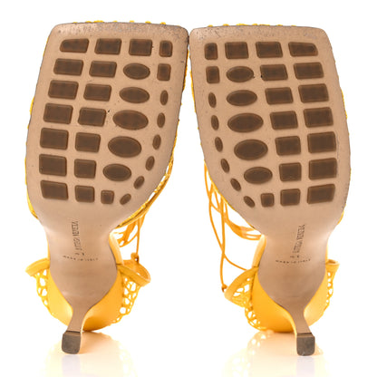 Bottega Veneta Mesh Nappa Stretch Ankle Tie Sandals 41 Egg Yolk 5 of 14