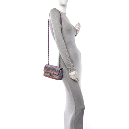 Chanel Tweed Quilted Mini Rectangular Flap Blue Pink Orange 2 of 11