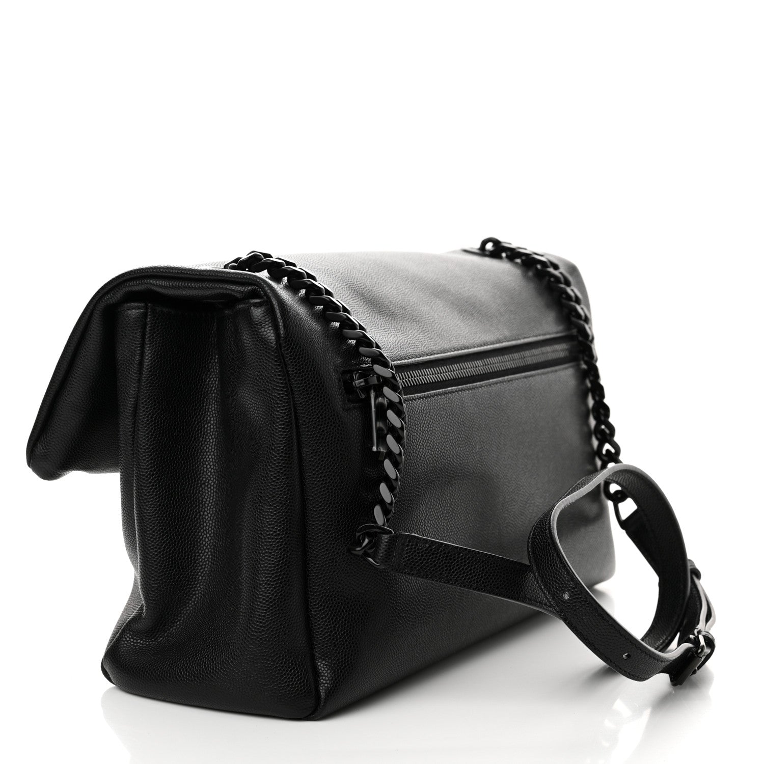 Saint Laurent Grain De Poudre Medium West Hollywood Monogram Fold-Over Black 3 of 13