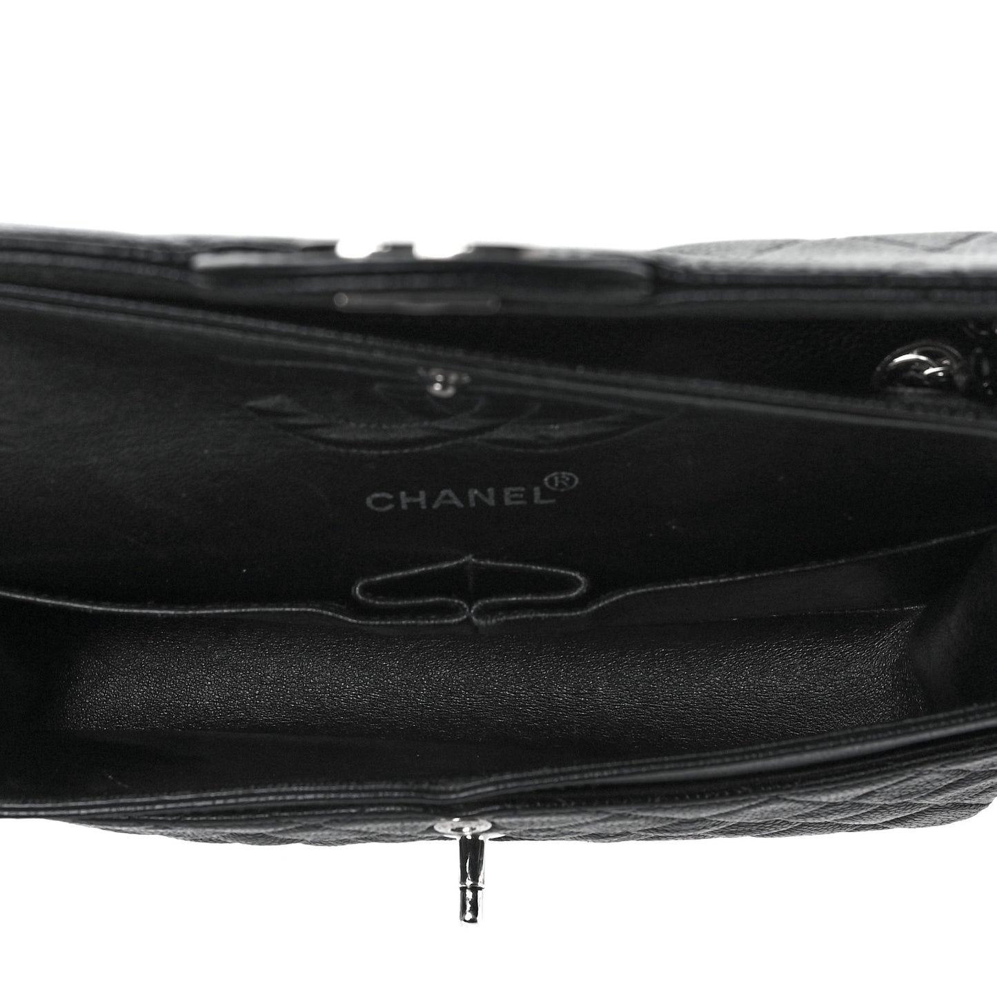 Caviar Quilted Medium Double Flap Black