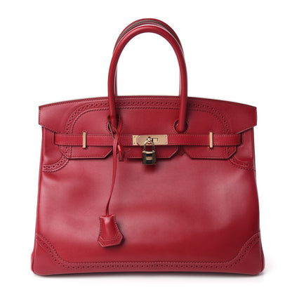 Hermes Tadelakt Ghillies Birkin 35 Rubis 1 of 11