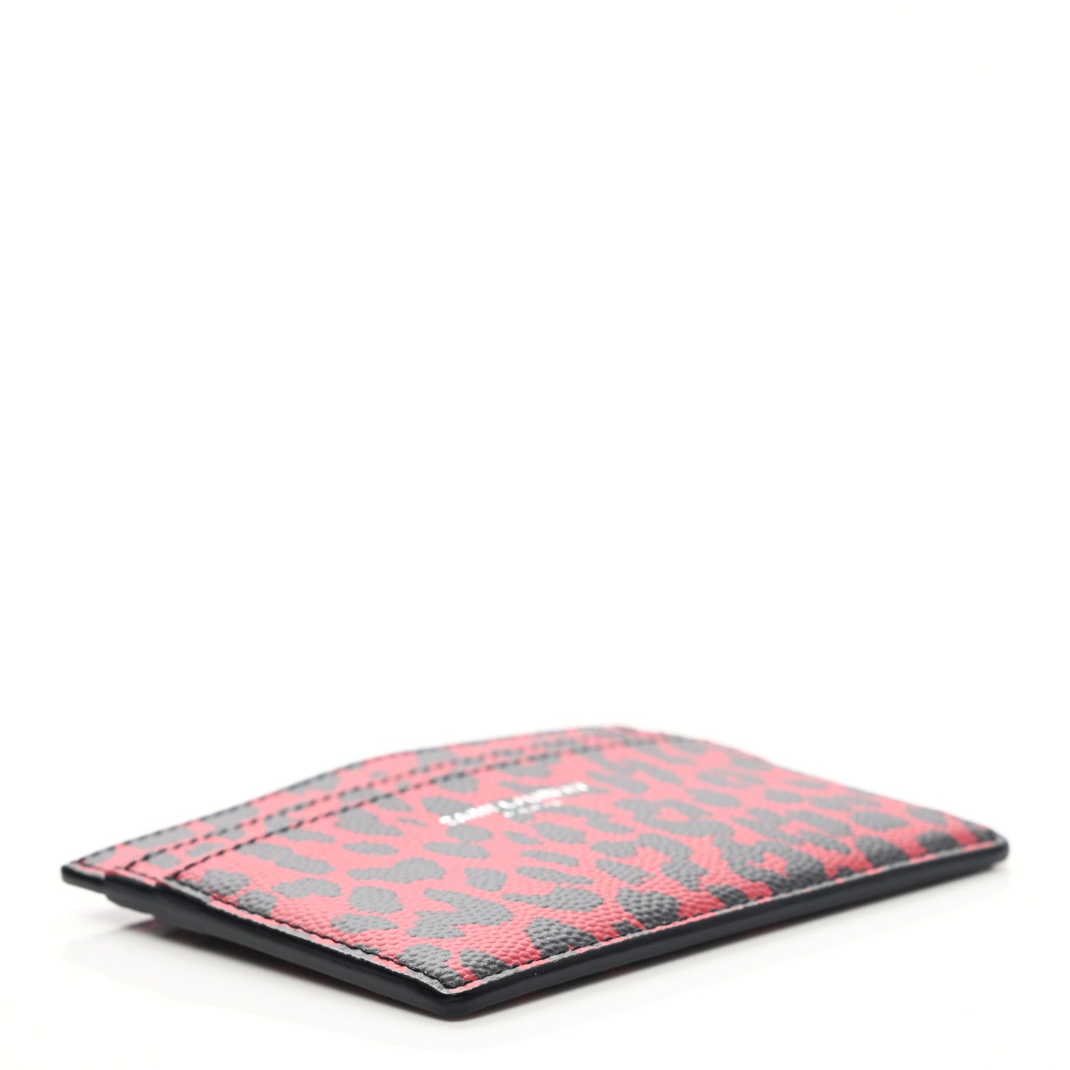 Saint Laurent Grain De Poudre Baby Cat Print Card Case Rouge Eros Black 4 of 8