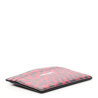 Saint Laurent Grain De Poudre Baby Cat Print Card Case Rouge Eros Black 4 of 8