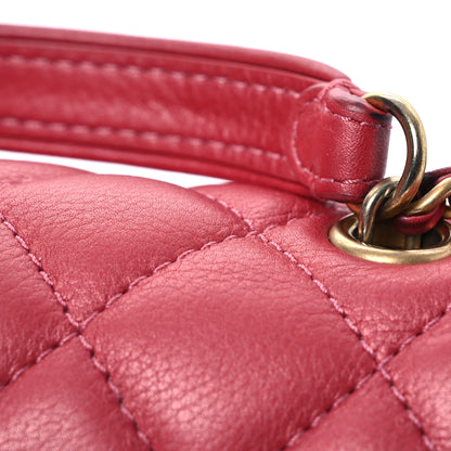 Chanel Metallic Calfskin Quilted Top Handle Flap Dark Pink 12 of 13