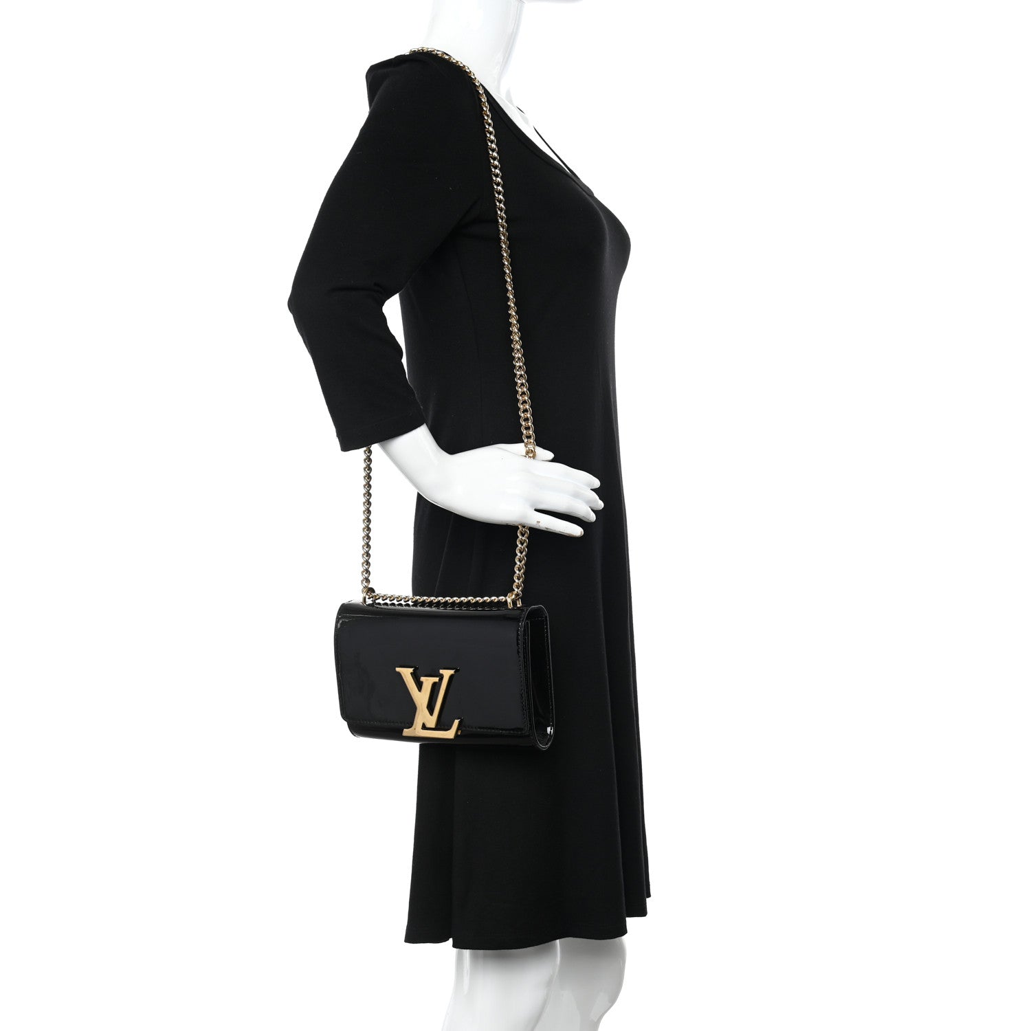 Louis Vuitton Patent Chain Louise MM Black 2 of 13