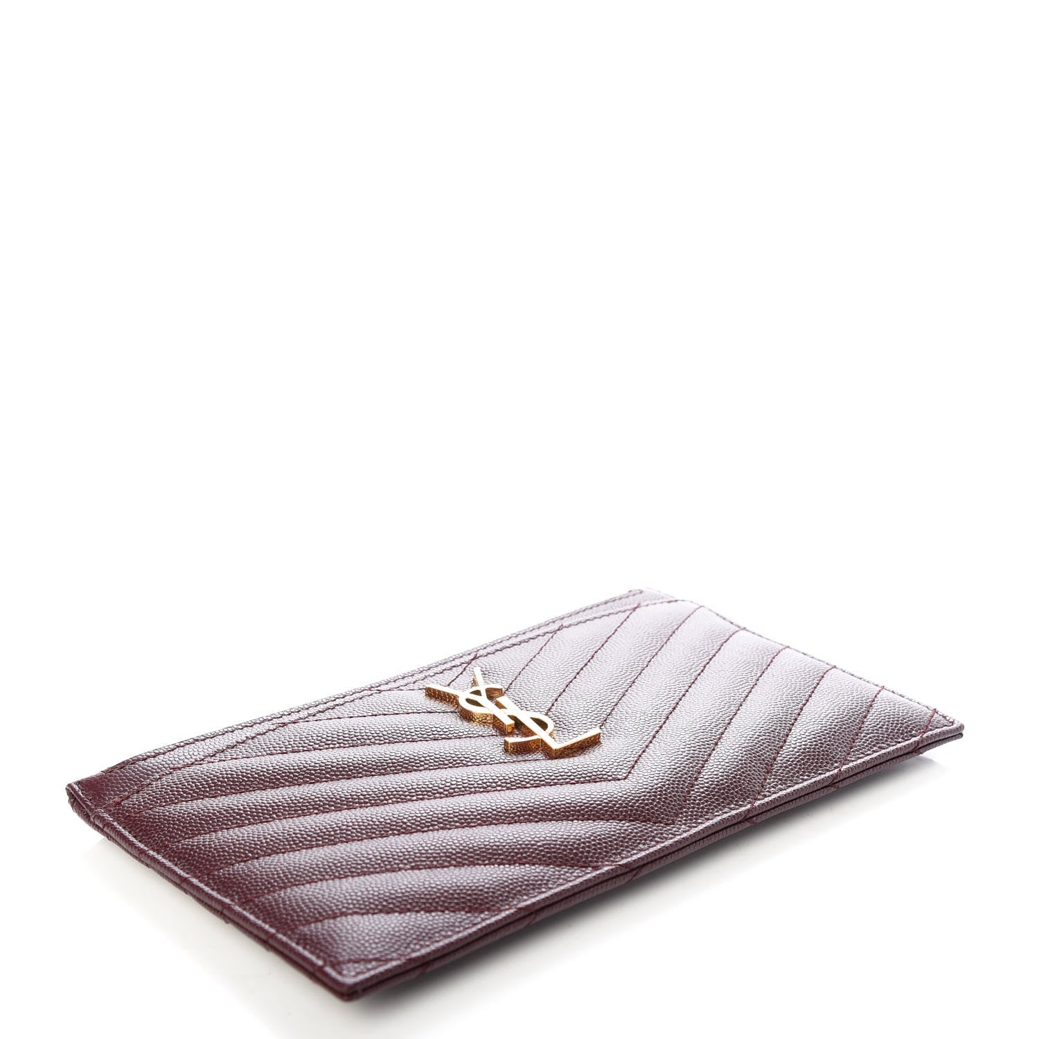 Saint Laurent Grain De Poudre Matelasse Chevron Monogram Bill Pouch Rouge Legion 4 of 8