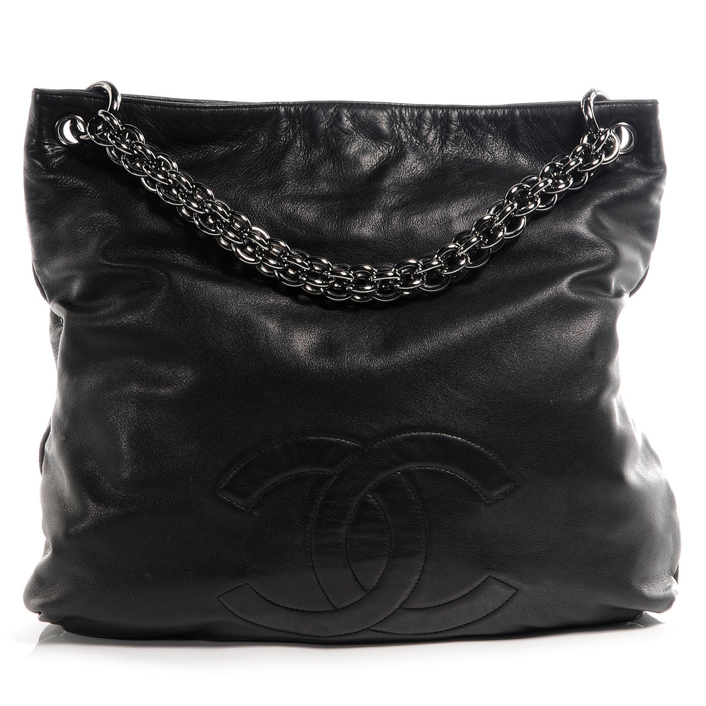 Lambskin Soft and Chain Large Hobo Black