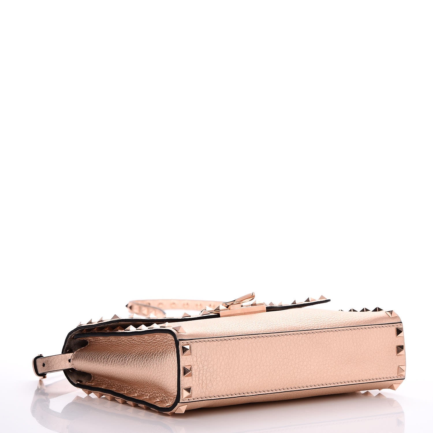 Valentino Garavani Metallic Pebbled Calfskin Medium Rockstud Flip Lock Crossbody Bag Rame 4 of 8