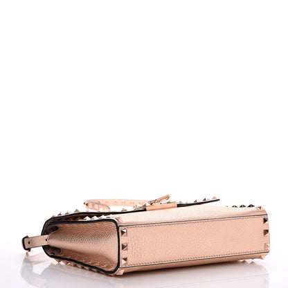 Valentino Garavani Metallic Pebbled Calfskin Medium Rockstud Flip Lock Crossbody Bag Rame 4 of 8