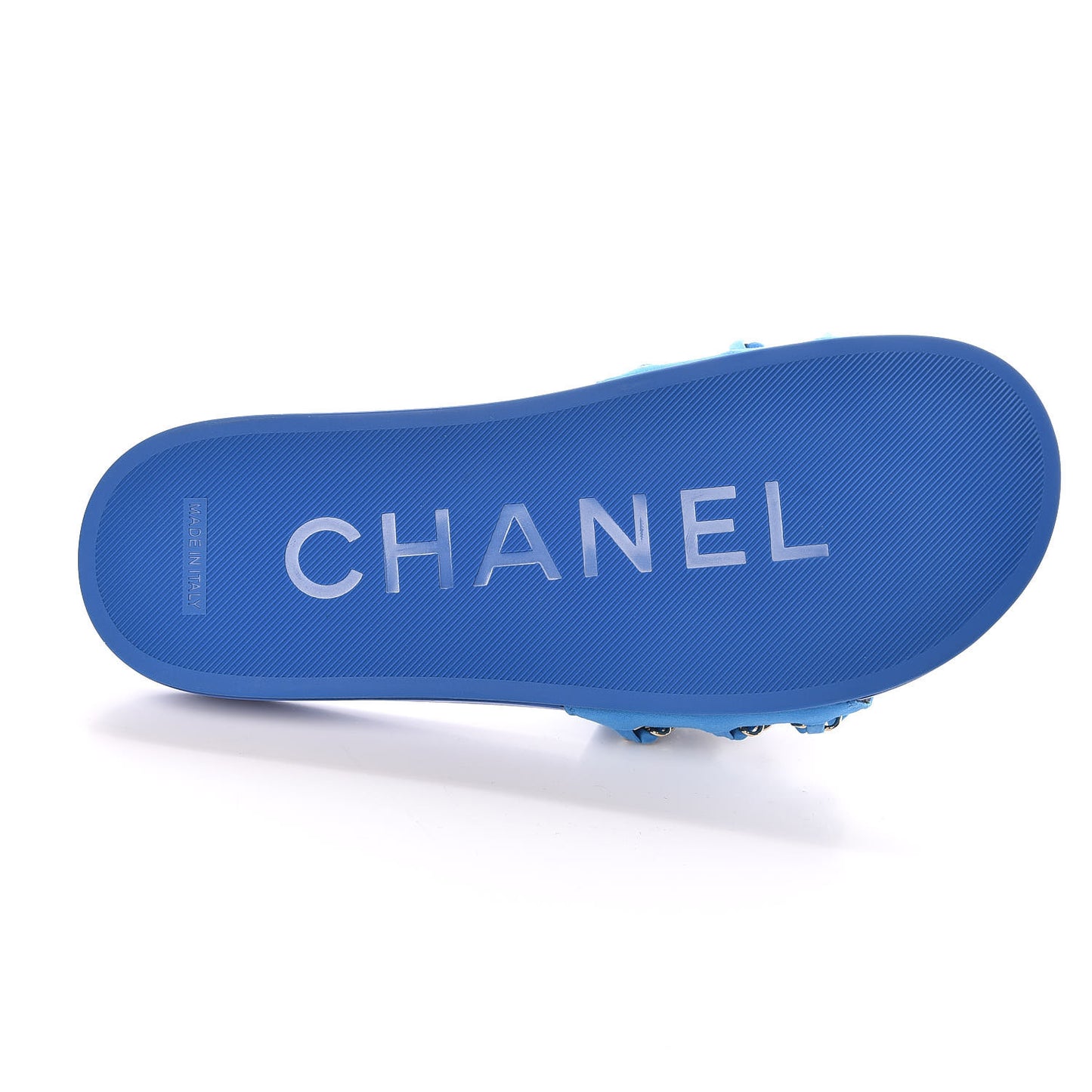 Satin Chain Flat Sandals 38 Bright Blue