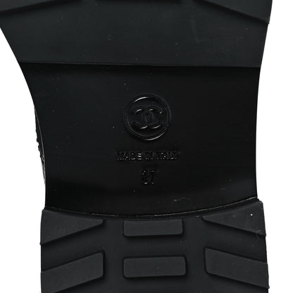 Chanel Shiny Calfskin Velvet Pearl Combat Short Boots 37 Black 6 of 8